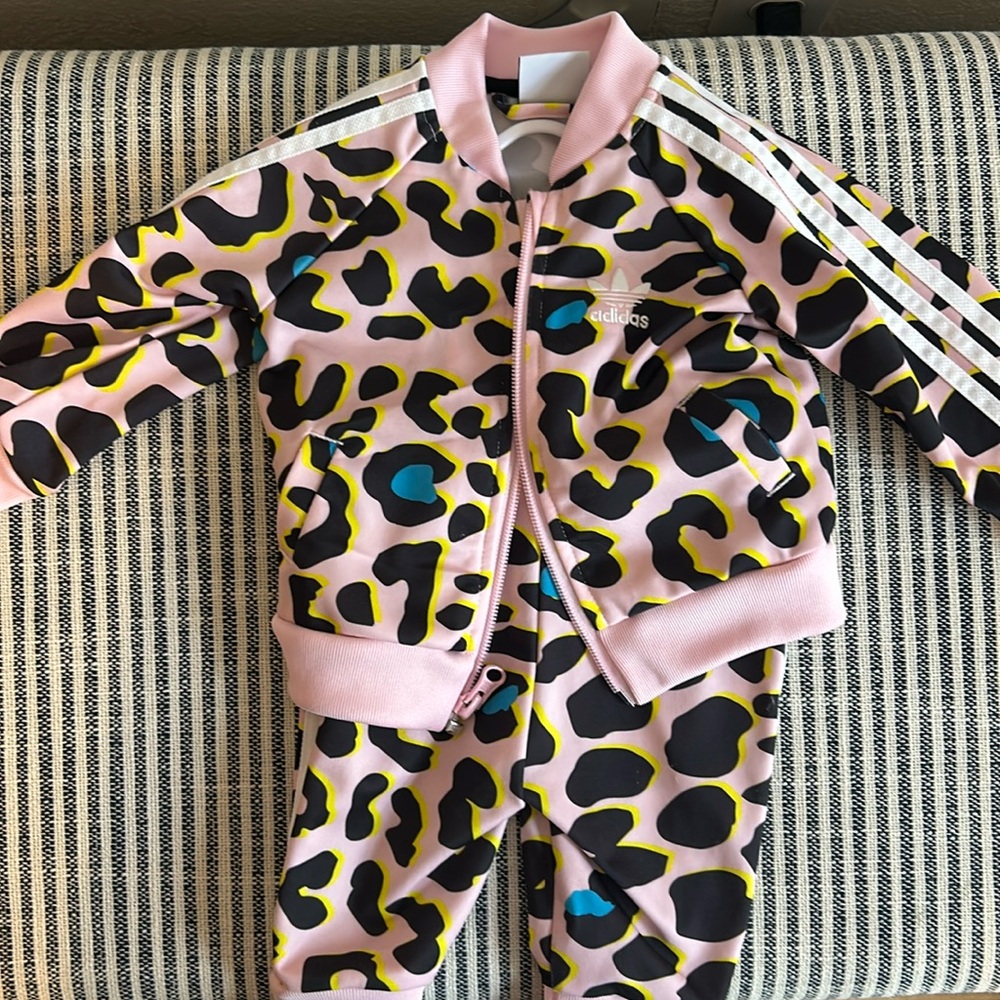 Adidas Pink Leopard 3-6 months tracksuit